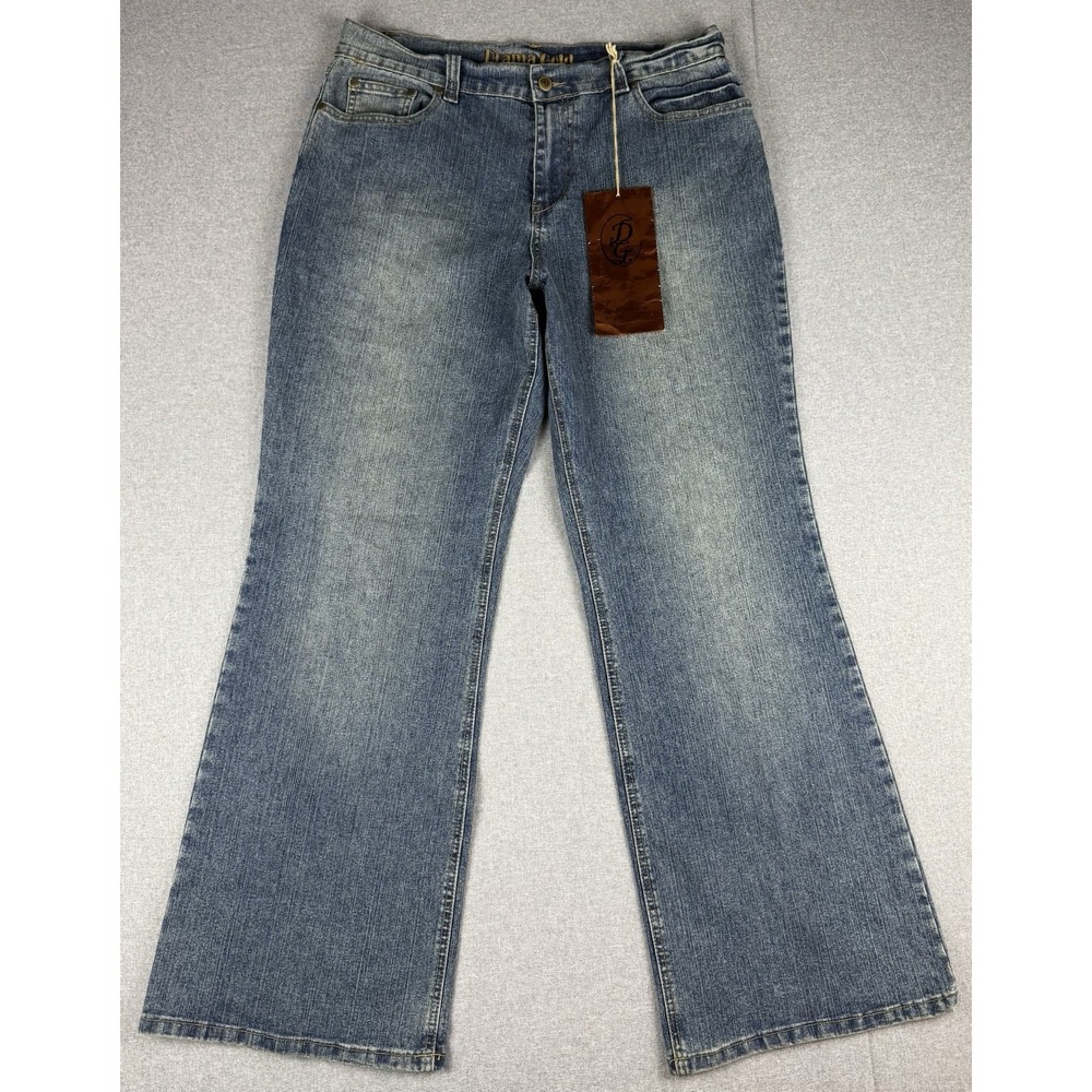 Drama Gold Women's Jeans Size 12 Bootcut Blue Embellished Stretch Denim NWT